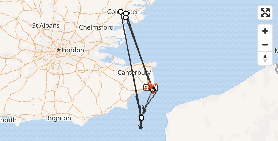 Flight route Coastguard Drone Langdon Battery Heliport - Dover, 10 July 2026, 01:58