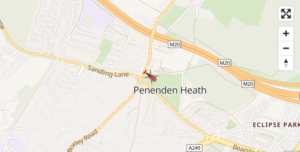 Flight route Air Ambulance Helicopter Maidstone - Maidstone, 10 July 2026, 02:08