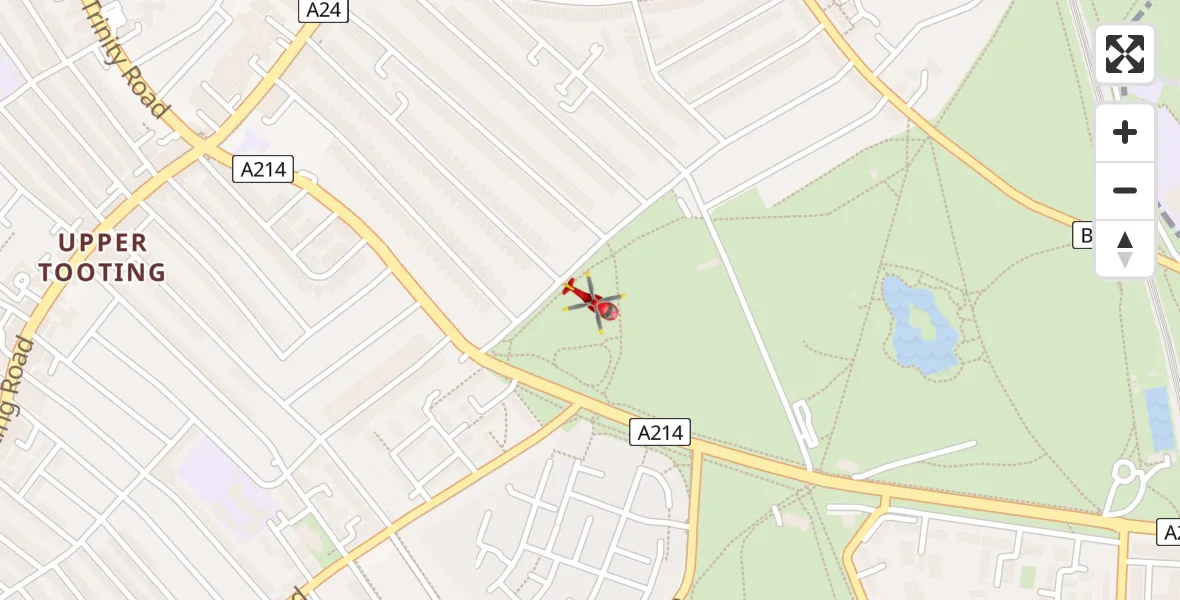 Flight route Air Ambulance Helicopter Furzedown - Furzedown, 10 July 2026, 09:32