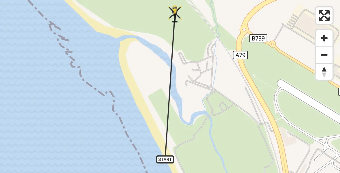 Flight route Police Helicopter Monkton - Prestwick, 10 July 2026, 10:16