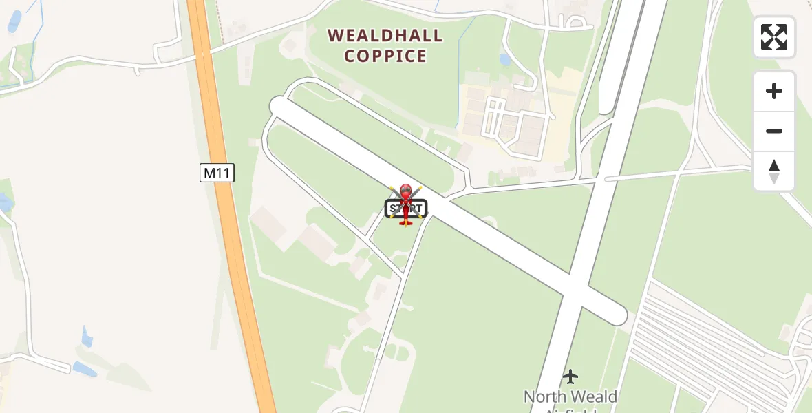 Flight route Air Ambulance Helicopter North Weald Airfield - North Weald Airfield, 10 July 2026, 10:56