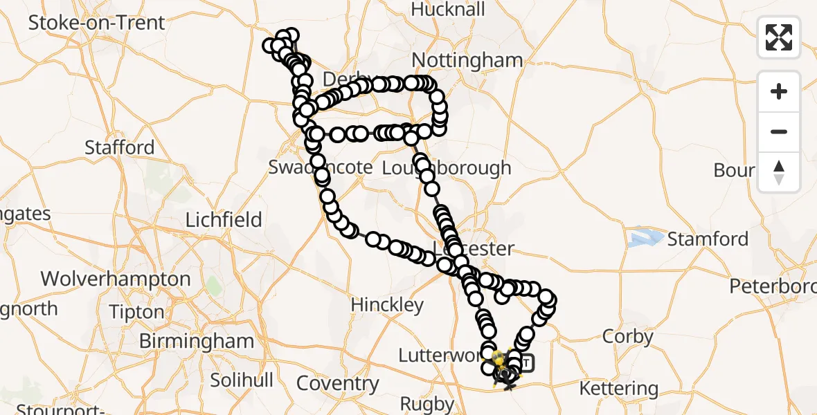 Flight route Police Helicopter Sibbertoft - Harborough, 10 July 2026, 11:05