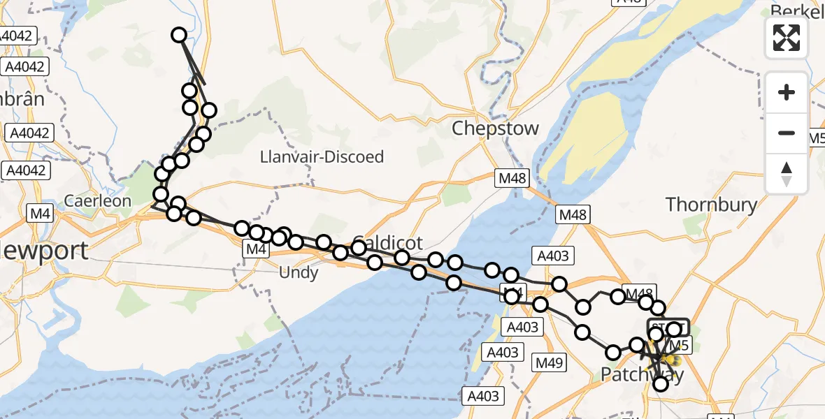 Flight route Police Helicopter Woodlands - Bristol, 10 July 2026, 11:36