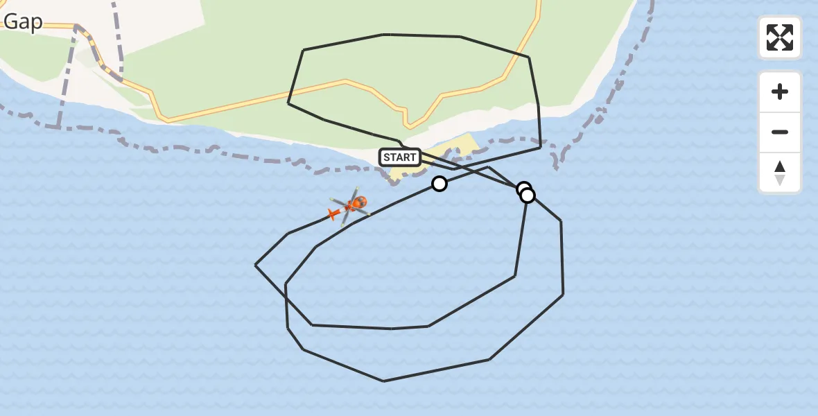 Flight route Coastguard Helicopter Eastbourne - English Channel, 10 July 2026, 12:49