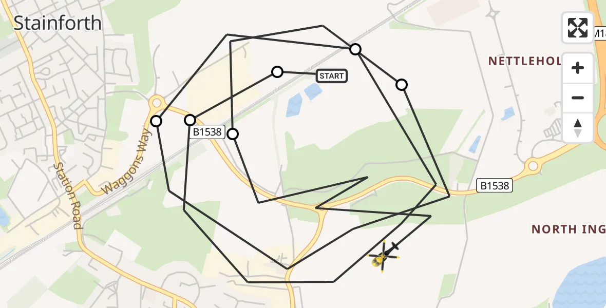 Flight route Police Helicopter Hatfield - Hatfield, 10 July 2026, 13:23
