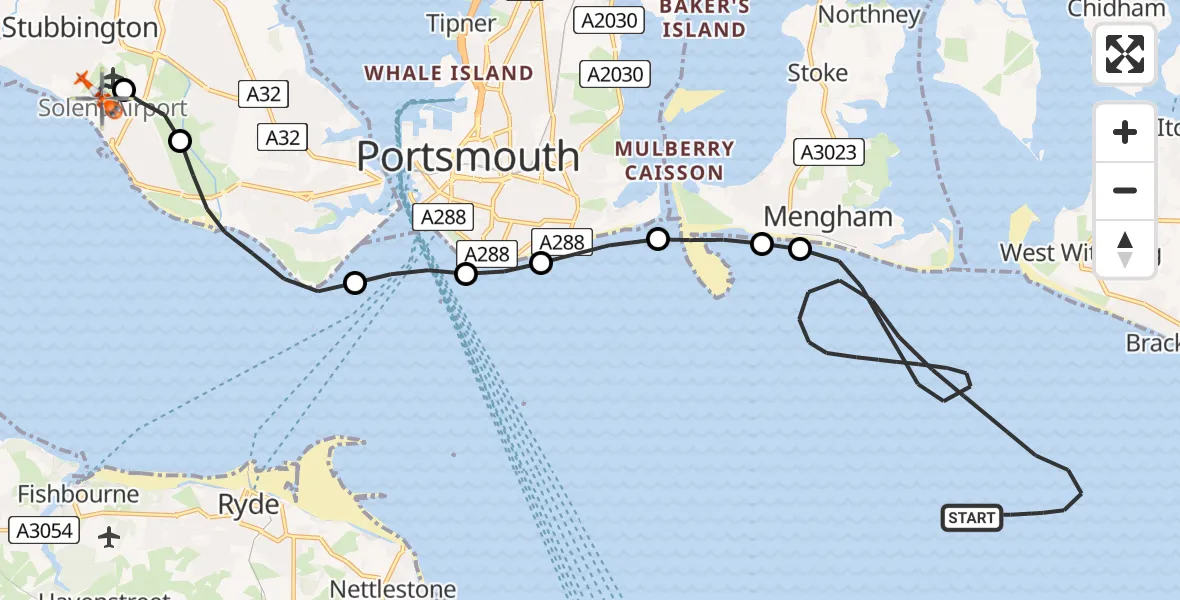 Flight route Coastguard Helicopter English Channel - Solent Airport, 10 July 2026, 15:05