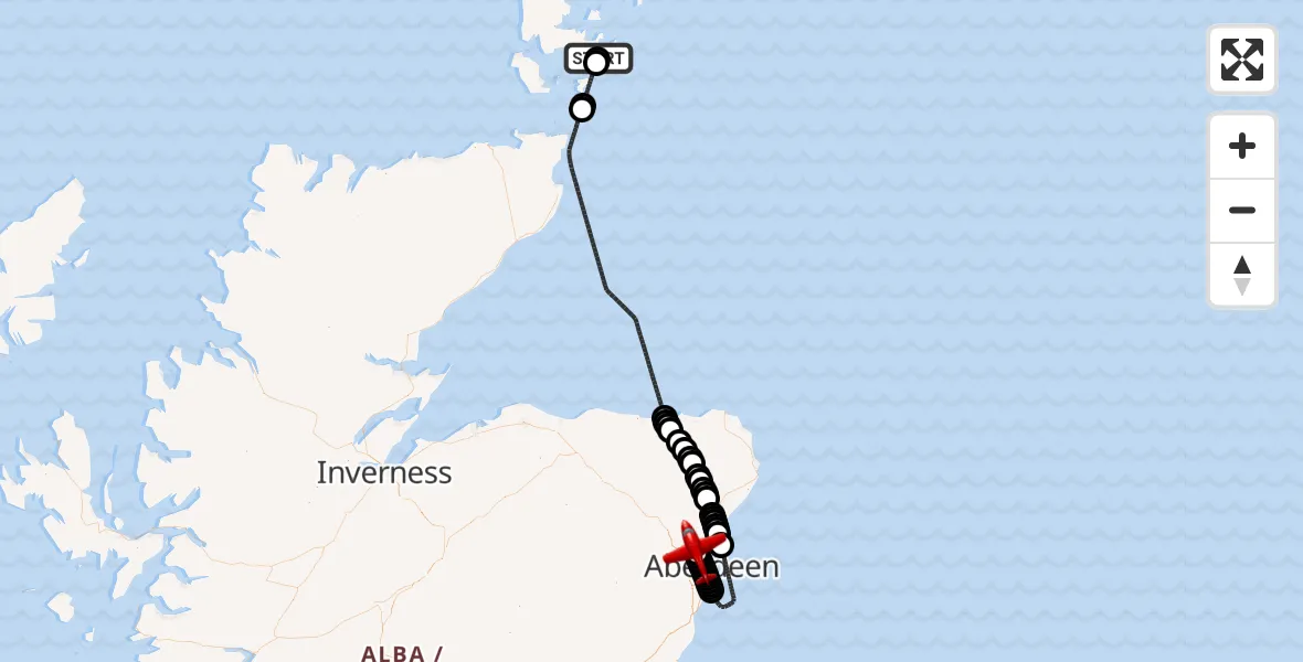 Flight route Air Ambulance Aircraft Toab - Aberdeen International Airport, 10 July 2026, 19:50