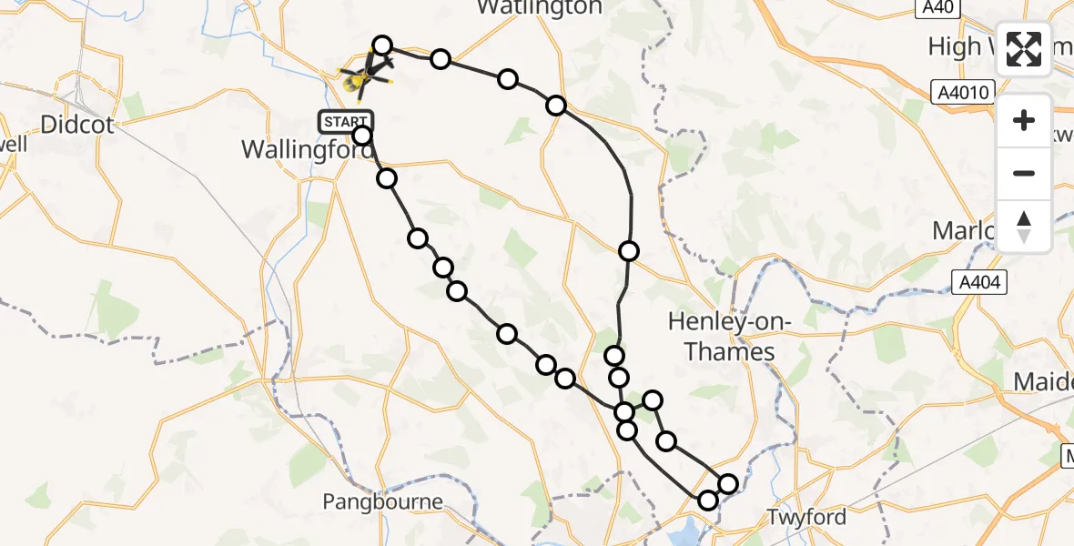 Flight route Police Helicopter RAF Benson - RAF Benson, 10 July 2026, 20:32