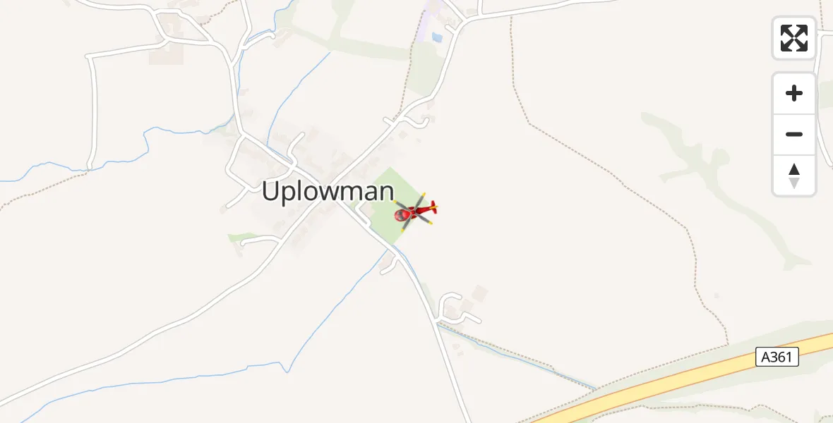 Flight route Air Ambulance Helicopter Uplowman - Uplowman, 10 July 2026, 21:55