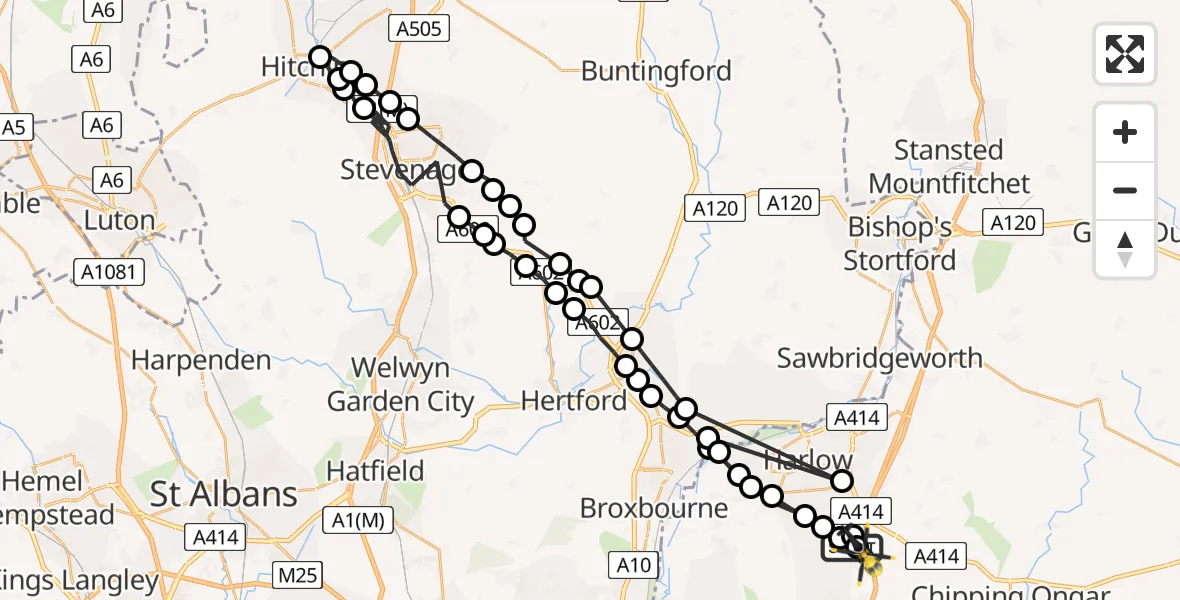 Flight route Police Helicopter North Weald Bassett - North Weald Bassett, 11 July 2026, 05:01