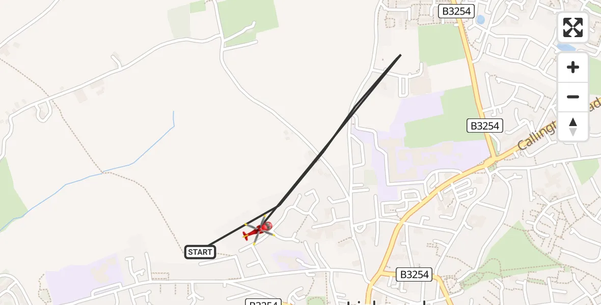 Flight route Air Ambulance Helicopter Liskeard - Liskeard, 11 July 2026, 08:12