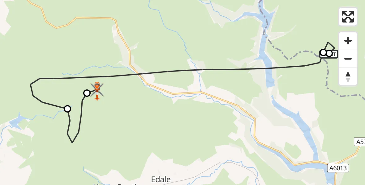 Flight route Coastguard Helicopter Bradfield - High Peak, 11 July 2026, 09:29