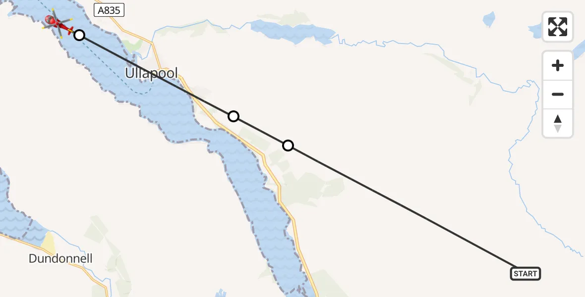 Flight route Air Ambulance Helicopter Highland - Inner Seas, 11 July 2026, 10:19