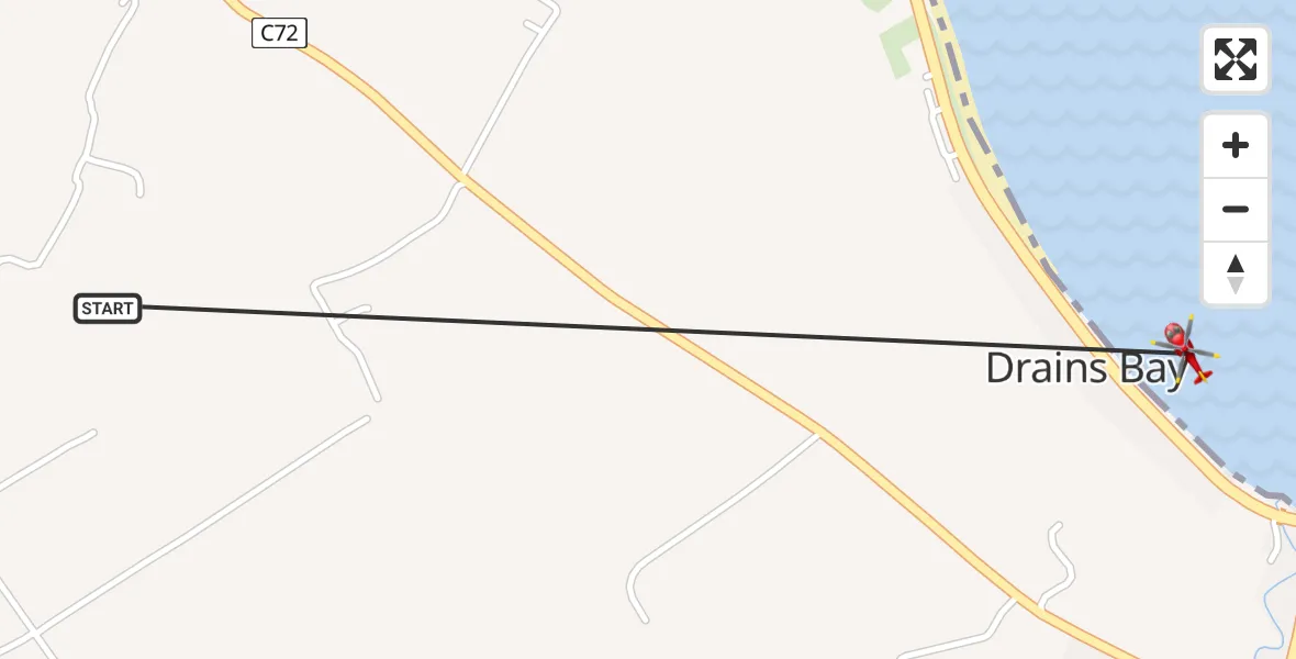 Flight route Air Ambulance Helicopter Larne - Drains Bay, 11 July 2026, 11:44