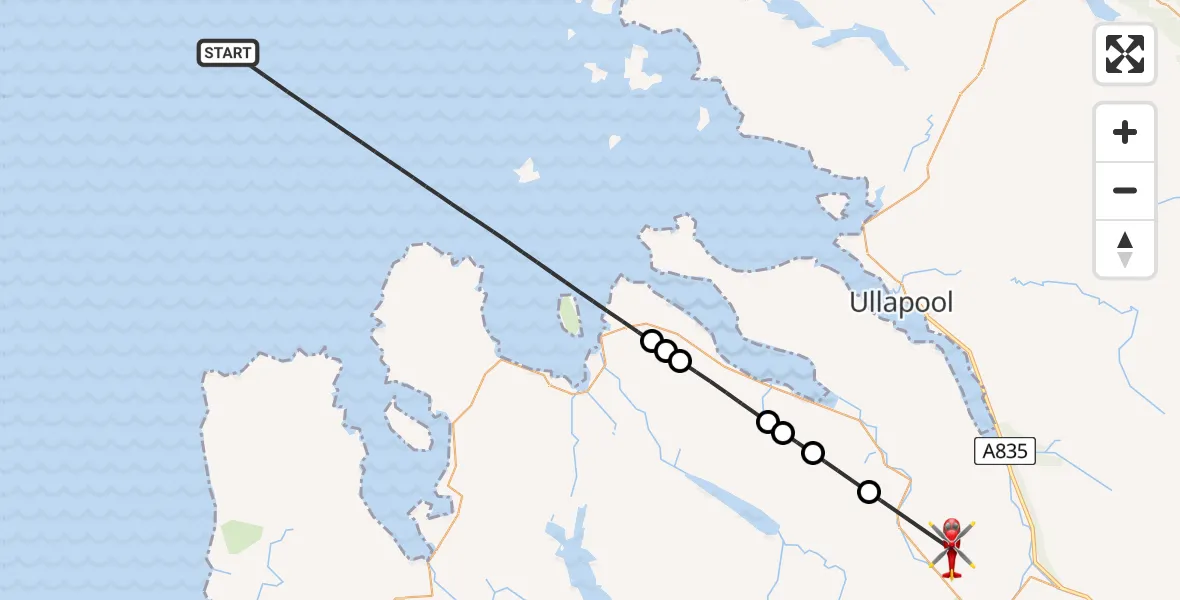 Flight route Air Ambulance Helicopter Inner Seas - Highland, 11 July 2026, 11:54