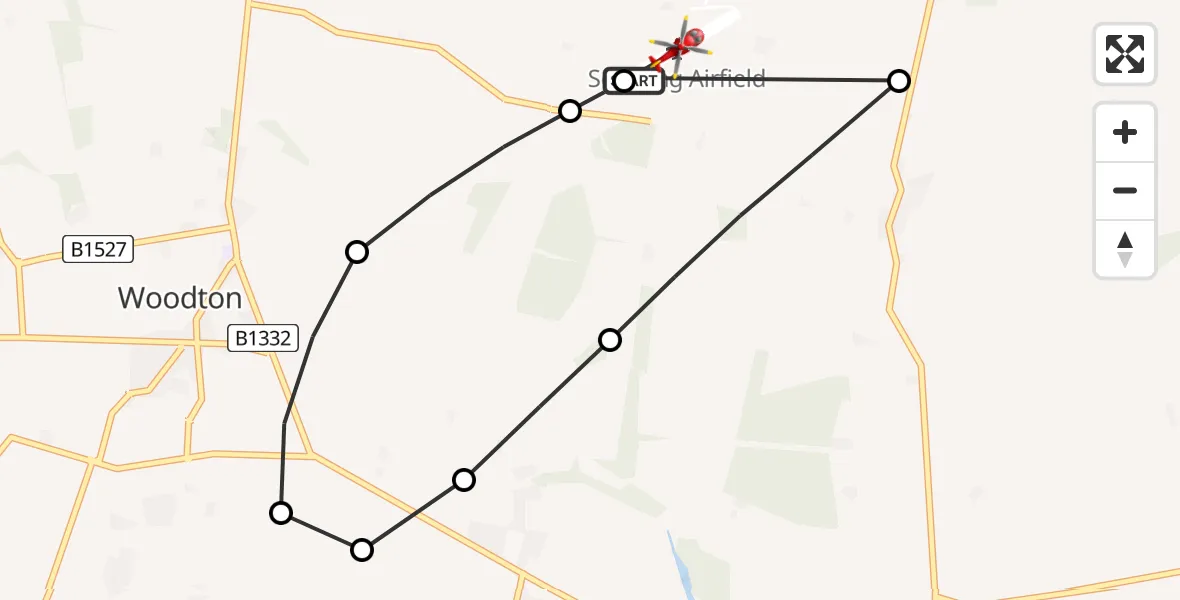 Flight route Air Ambulance Helicopter Seething Airfield - Seething Airfield, 11 July 2026, 13:27