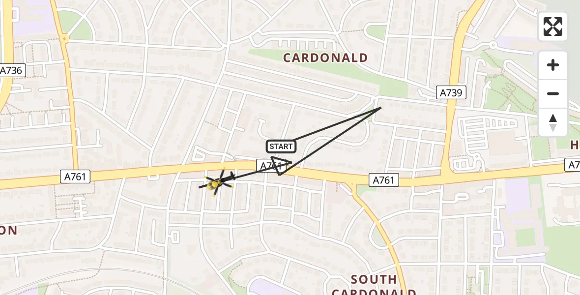 Flight route Police Helicopter Glasgow - Glasgow, 11 July 2026, 14:32