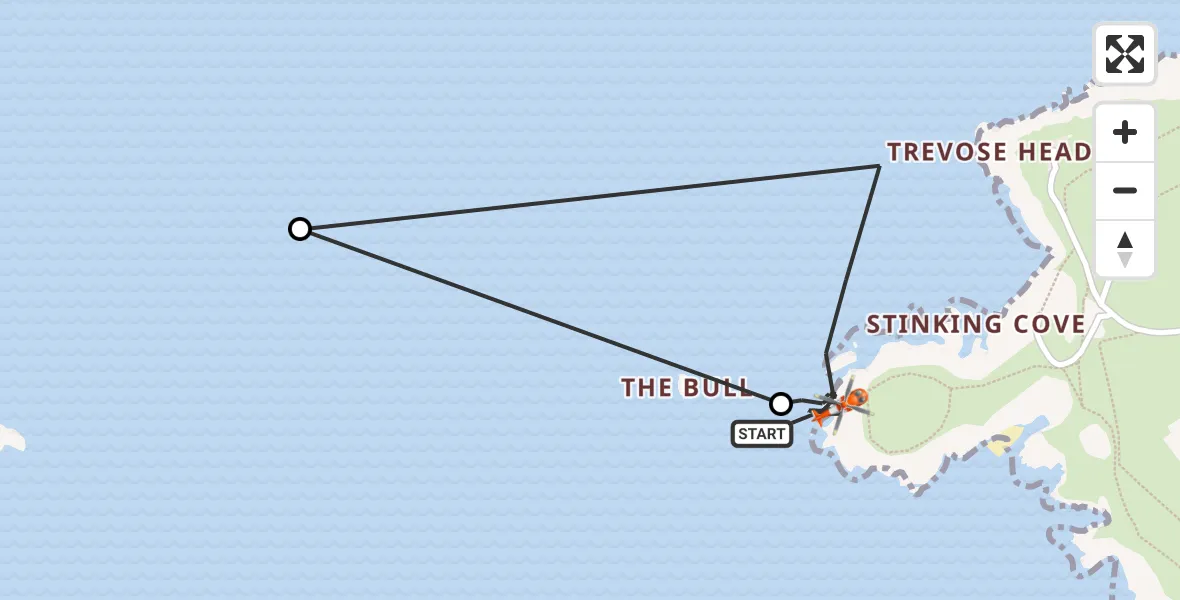 Flight route Coastguard Helicopter Constantine Bay - Constantine Bay, 11 July 2026, 14:33