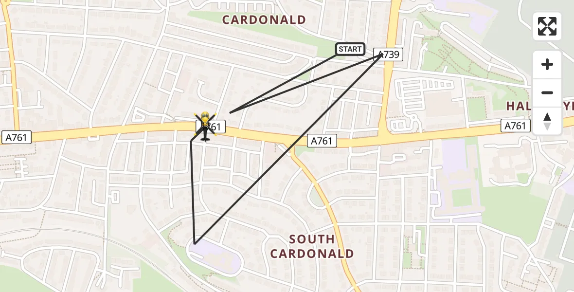 Flight route Police Helicopter Glasgow - Glasgow, 11 July 2026, 14:37