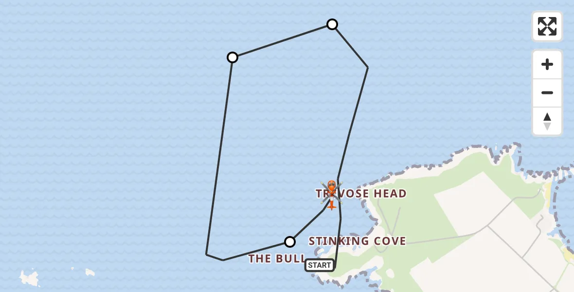 Flight route Coastguard Helicopter Constantine Bay - Constantine Bay, 11 July 2026, 14:45