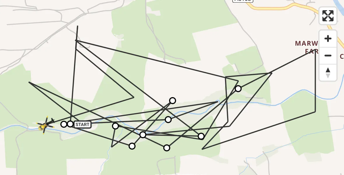 Flight route Police Helicopter Middleham - Middleham, 11 July 2026, 16:29