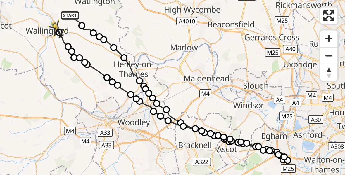 Flight route Police Helicopter Ewelme - Crowmarsh Gifford, 11 July 2026, 17:46