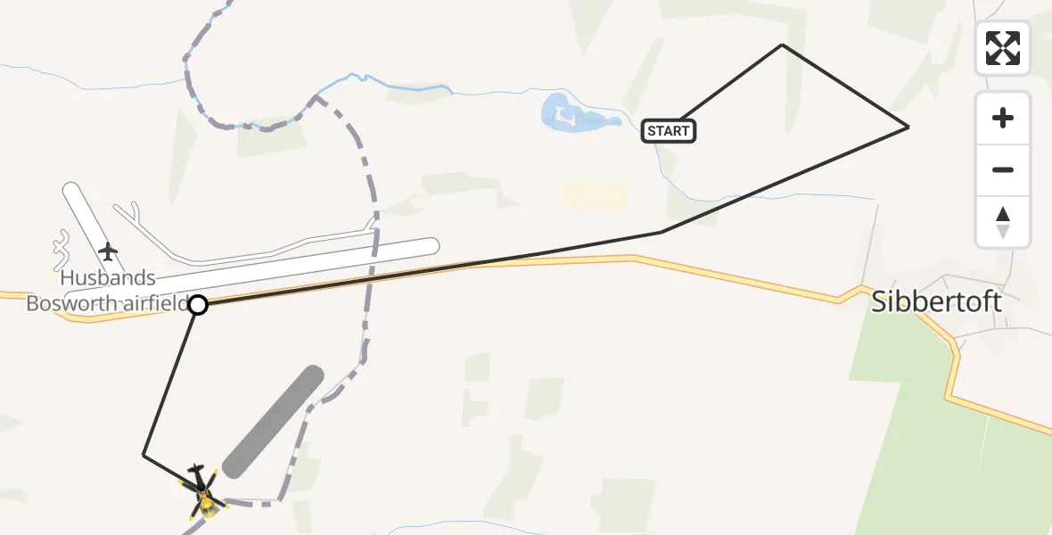 Flight route Police Helicopter Sibbertoft - Harborough, 11 July 2026, 18:42