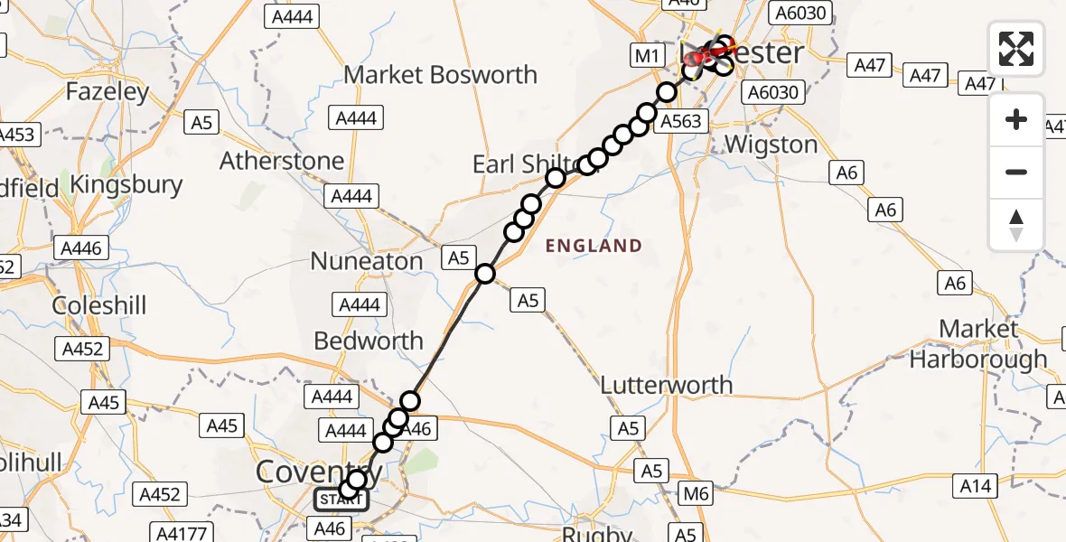 Flight route Air Ambulance Helicopter Lower Stoke - Newfoundpool, 11 July 2026, 19:29