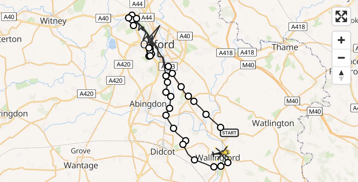 Flight route Police Helicopter Berrick Salome - Wallingford, 11 July 2026, 19:50