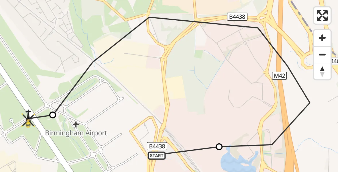 Flight route Police Helicopter Birmingham Airport - Birmingham Airport, 11 July 2026, 20:48