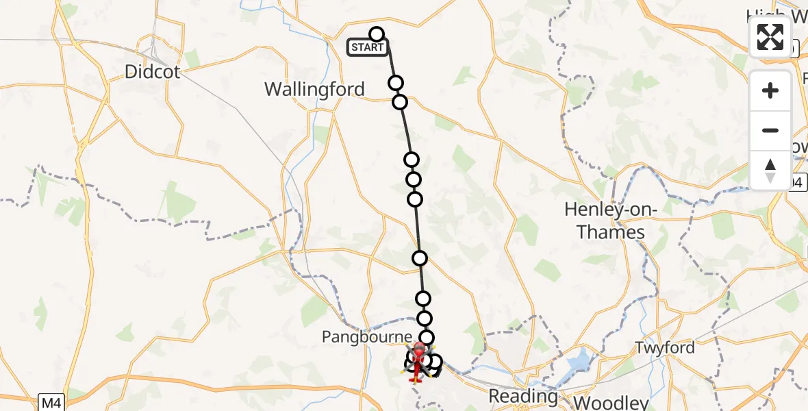 Flight route Air Ambulance Helicopter RAF Benson - Reading, 12 July 2026, 07:20
