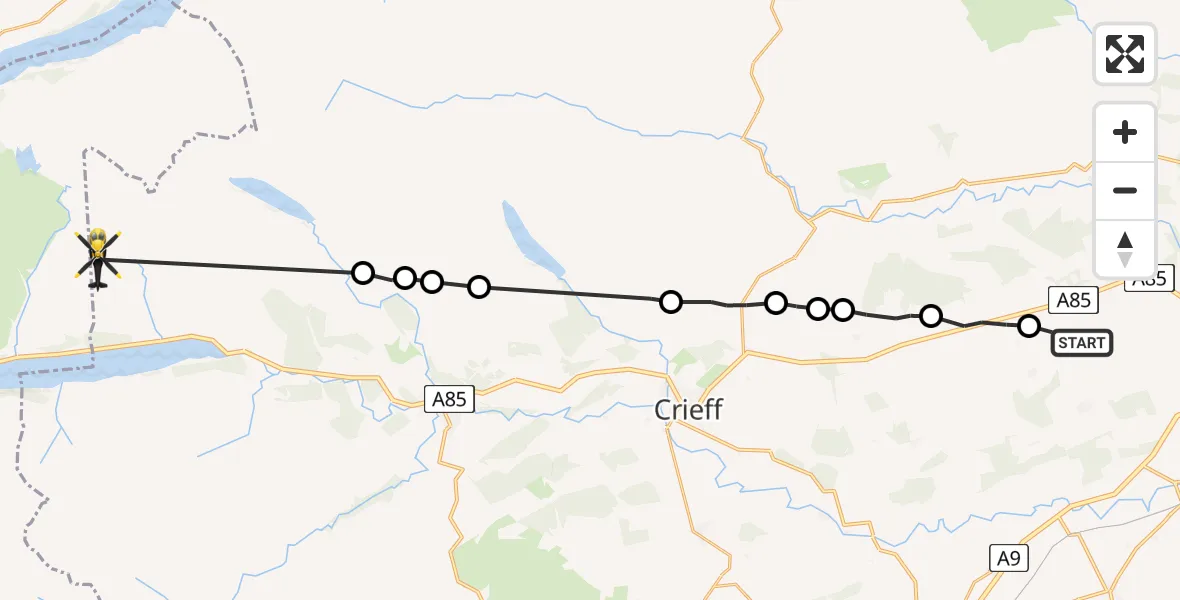 Flight route Police Helicopter Perth - Perth and Kinross, 12 July 2026, 08:53