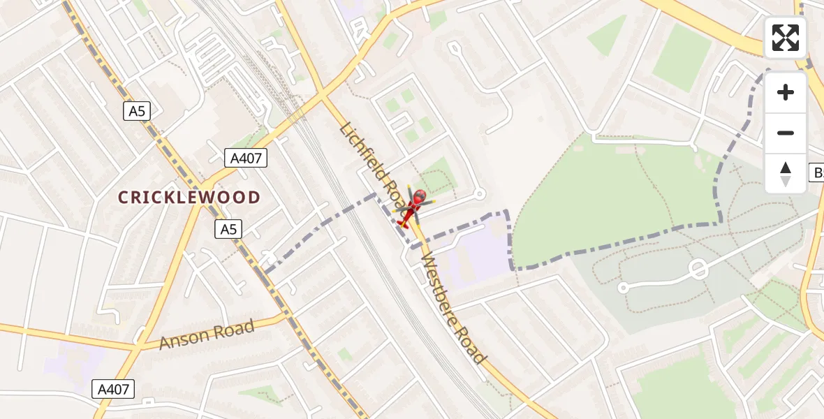 Flight route Air Ambulance Helicopter Camden - Camden, 12 July 2026, 09:35