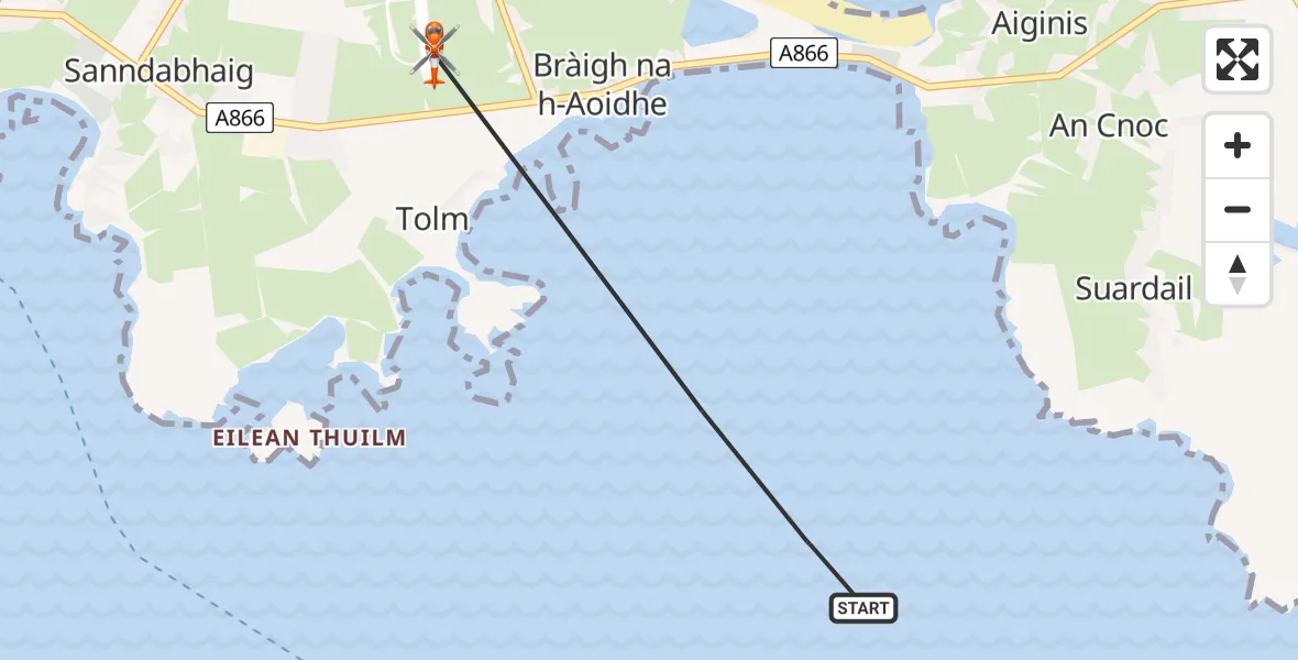 Flight route Coastguard Helicopter Inner Seas - Stornoway Airport, 12 July 2026, 10:53