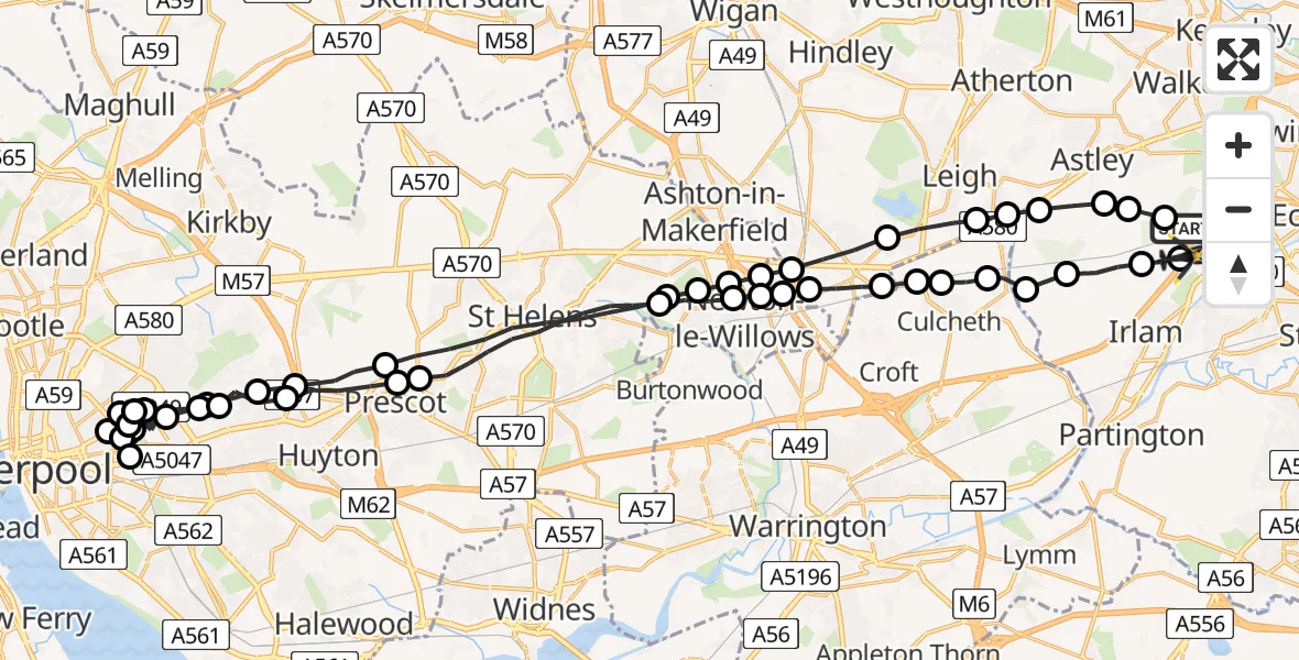 Flight route Police Helicopter Irlam - Irlam, 12 July 2026, 11:14