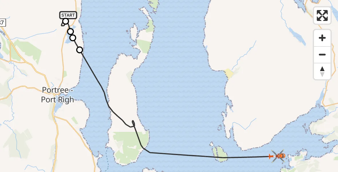 Flight route Coastguard Helicopter Highland - Inner Seas, 12 July 2026, 12:31