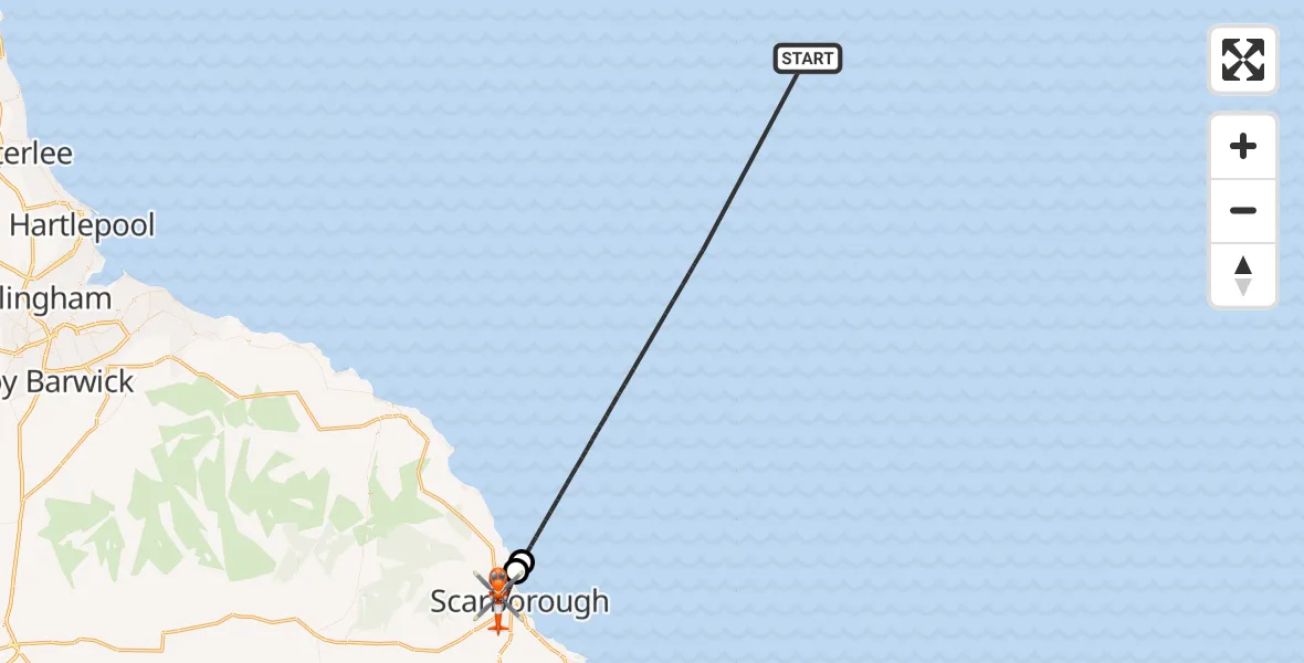 Flight route Coastguard Helicopter North Sea - Scarborough, 12 July 2026, 12:39