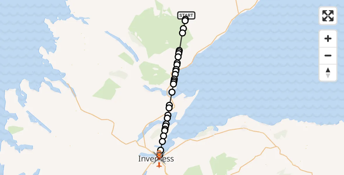 Flight route Coastguard Helicopter Achentoul - Inverness, 12 July 2026, 14:22