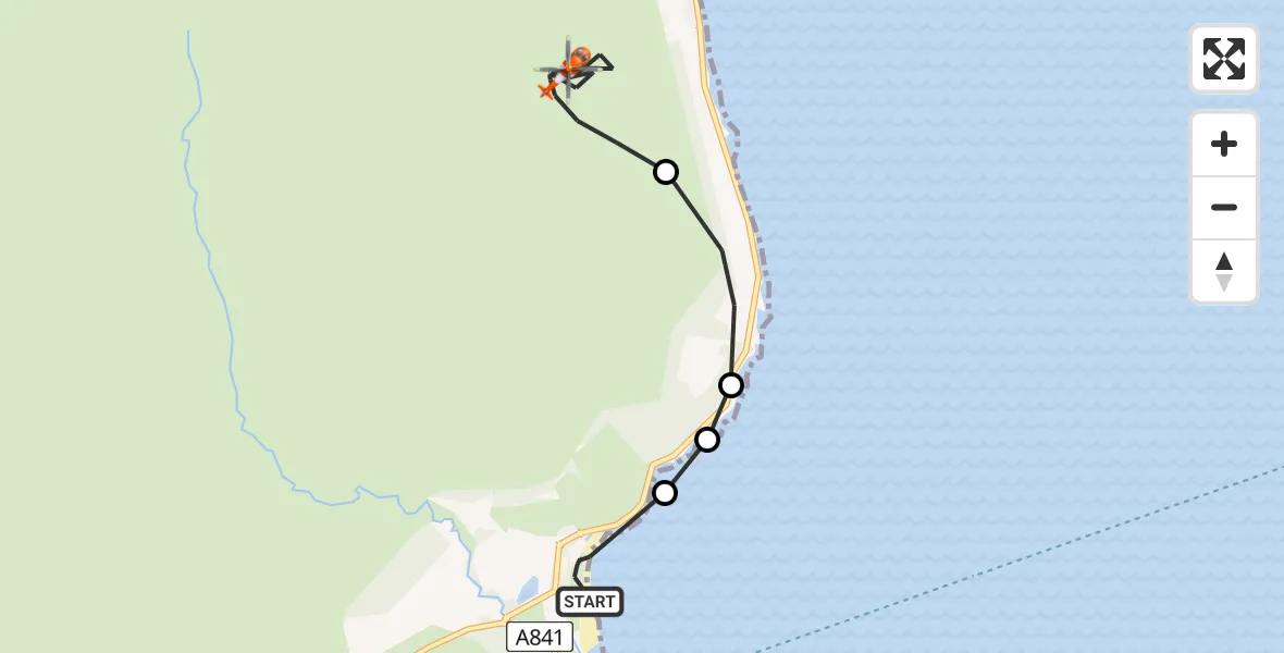 Flight route Coastguard Helicopter Brodick - Corrie, 12 July 2026, 14:48