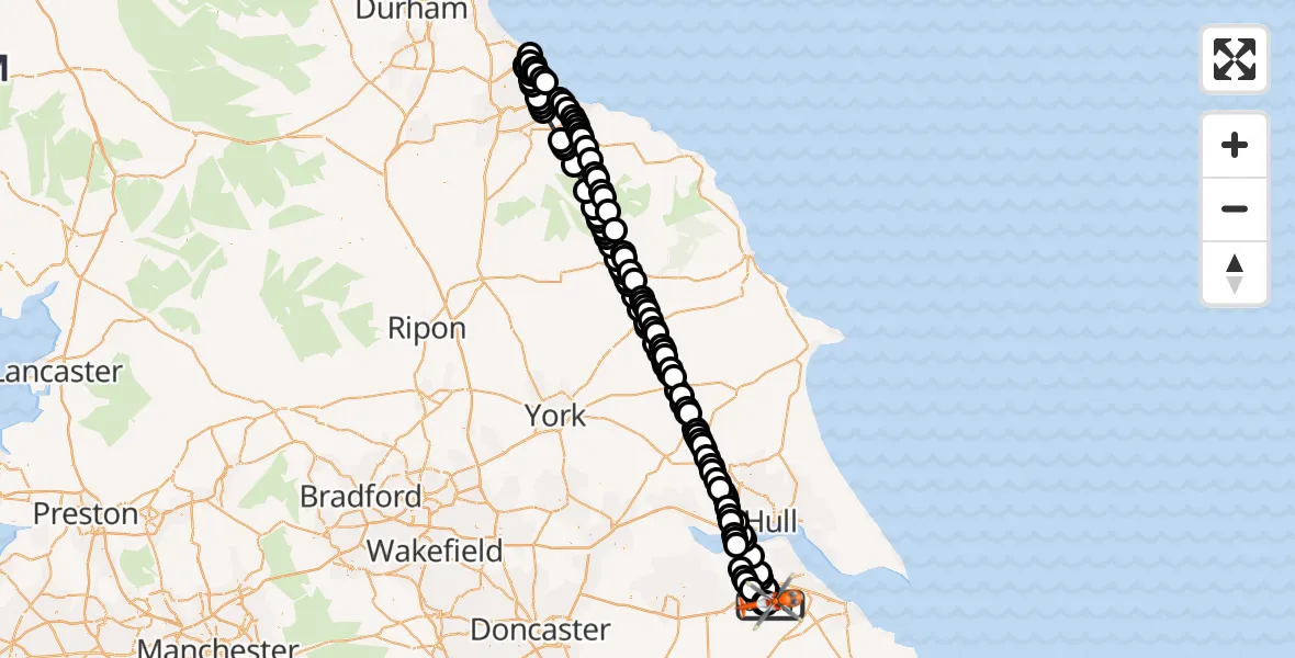 Flight route Coastguard Helicopter Humberside Airport - Humberside Airport, 12 July 2026, 14:53