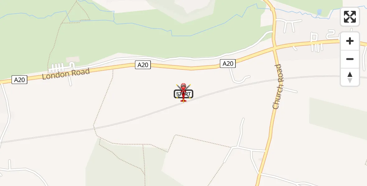 Flight route Air Ambulance Helicopter Addington - Offham, 12 July 2026, 14:54