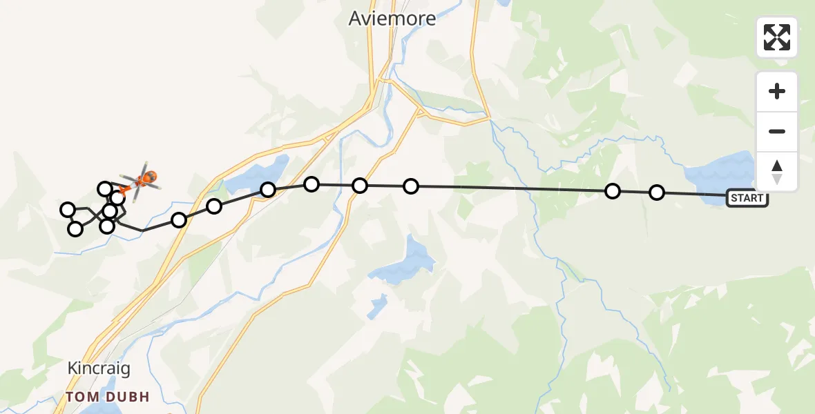 Flight route Coastguard Helicopter Loch Morlich - Kincraig, 12 July 2026, 14:59