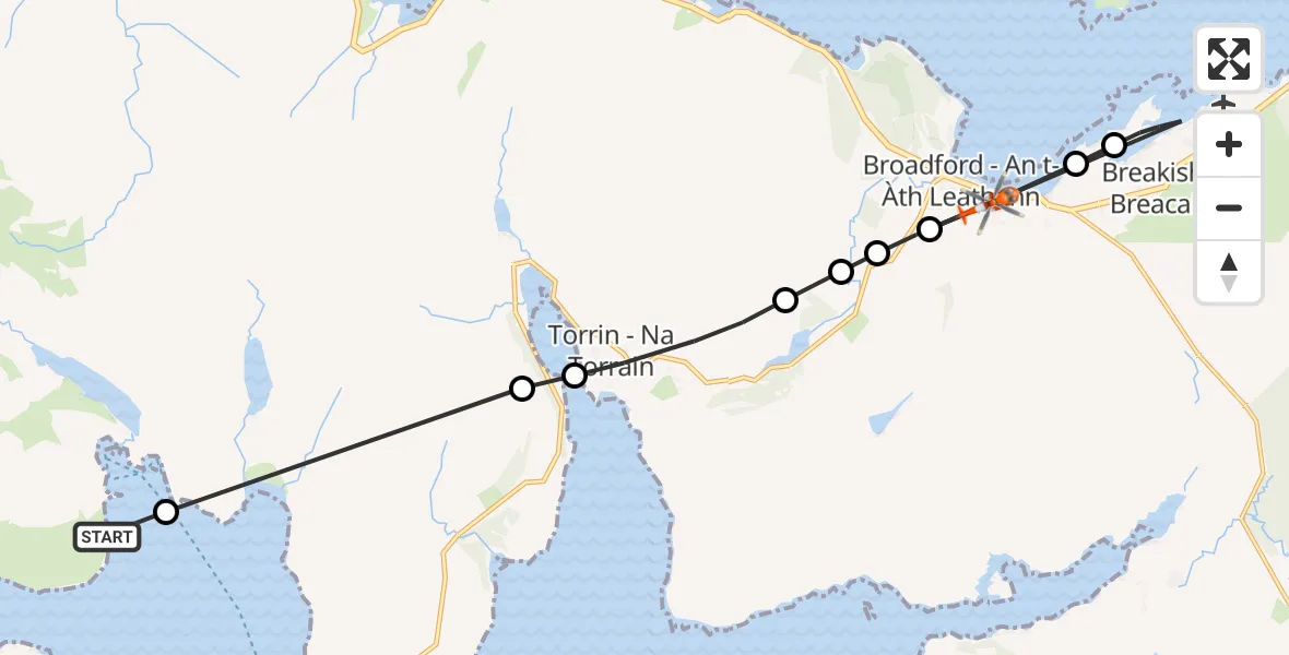 Flight route Coastguard Helicopter Meall na Cuilce - Broadford - An t-Àth Leathann, 12 July 2026, 16:31