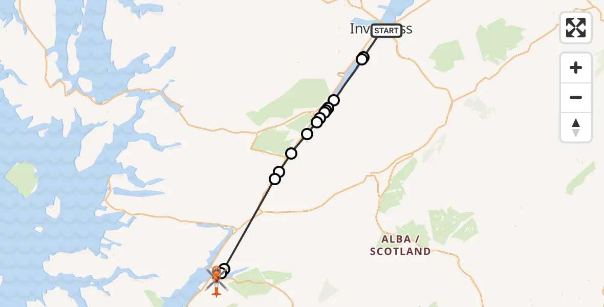 Flight route Coastguard Helicopter Inverness - Coire Sgreamhach, 12 July 2026, 16:55