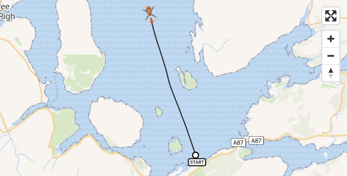 Flight route Coastguard Helicopter Lusa - Inner Seas, 12 July 2026, 17:09