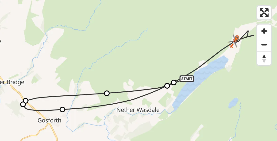 Flight route Coastguard Helicopter Wasdale - Wasdale, 12 July 2026, 18:10
