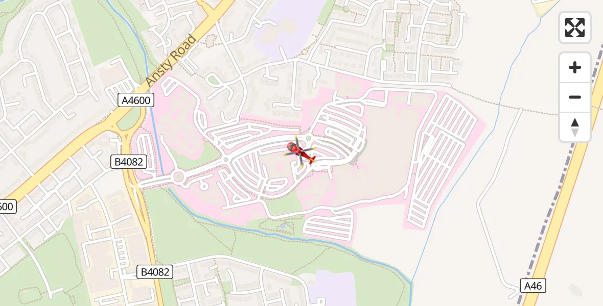 Flight route Air Ambulance Helicopter University Hospital Coventry - University Hospital Coventry, 12 July 2026, 19:22