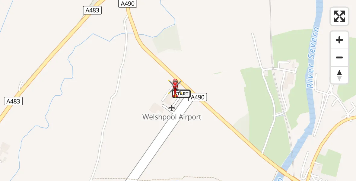 Flight route Air Ambulance Helicopter Welshpool Airport - Welshpool Airport, 13 July 2026, 09:11