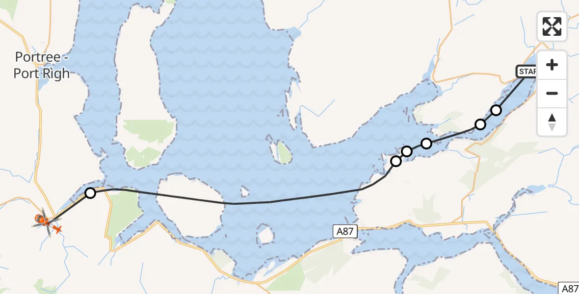 Flight route Coastguard Helicopter Lochcarron - Sligachan - Sligeachan, 13 July 2026, 09:42