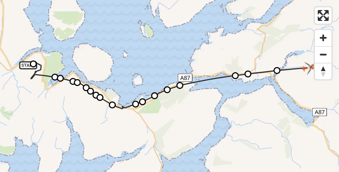 Flight route Coastguard Helicopter An Leitir - Highland, 13 July 2026, 10:05